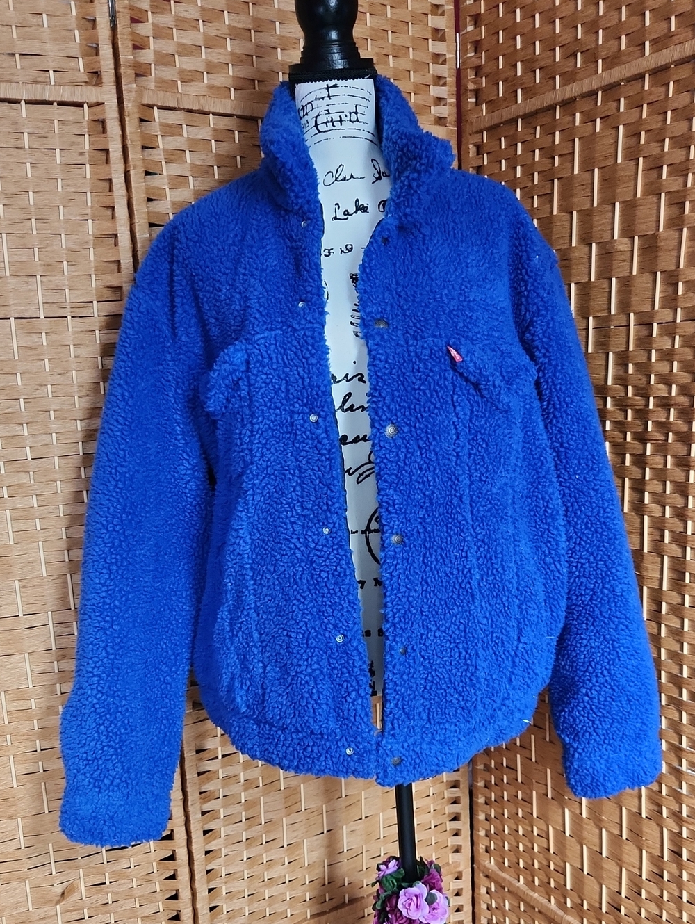 Vintage, LEVI STRAUSS, Winter, Fall, Outdoor, Blue Sherpa Puffy Jacket Sz L